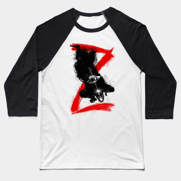 Zorro Jump Attack Baseball T-Shirt by DougSQ